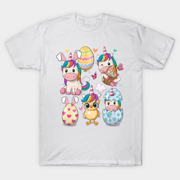 Cute Easter Unicorns T-Shirt by Reginast777